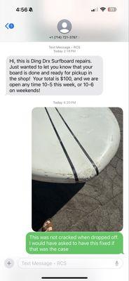 Immediately contacting that there was new damage