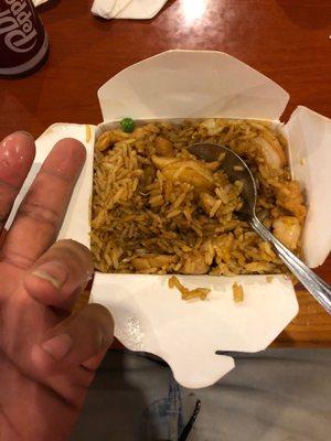 Raw chicken and shrimp