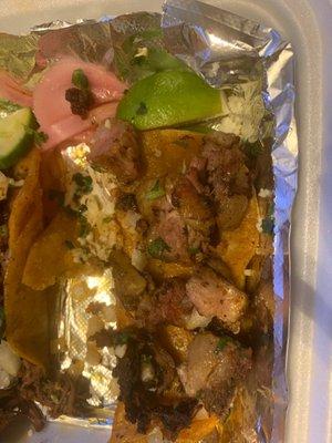 Huge chunks of fat in tacos