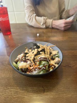 Build your own Poke Bowl with chicken.