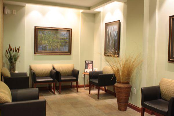 Our calming reception area features a tranquil waterfall & soothing aromatherapy to help ease anxiety while creating a relaxing environment