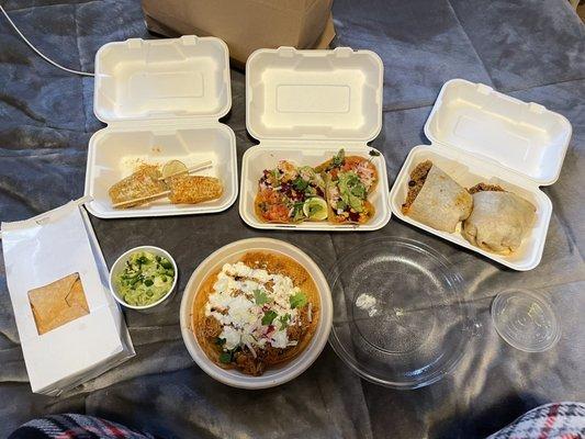 Nach Mexican Corn Guacamole Veggie Tacos Chicken Burrito Chicken Bowl