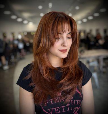 Warm copper with layered haircut by Kai (IG:@kaihiolasalon)