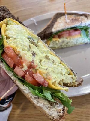 Curried chicken salad sandwich melt