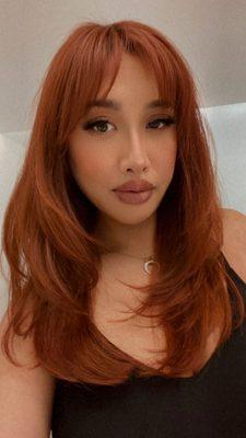 Copper with Layered Cut + Bangs