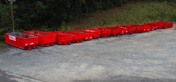 Roll off dumpsters ready to deploy for Blue Ridge junk hauling