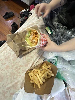 Garlic fries Custom chicken wrap