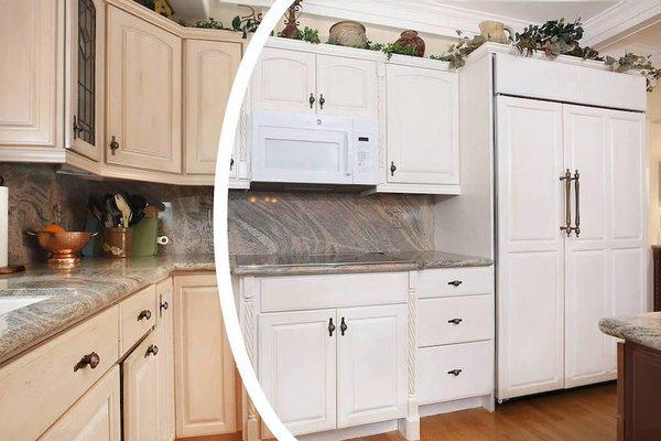 Before and after cabinet refacing