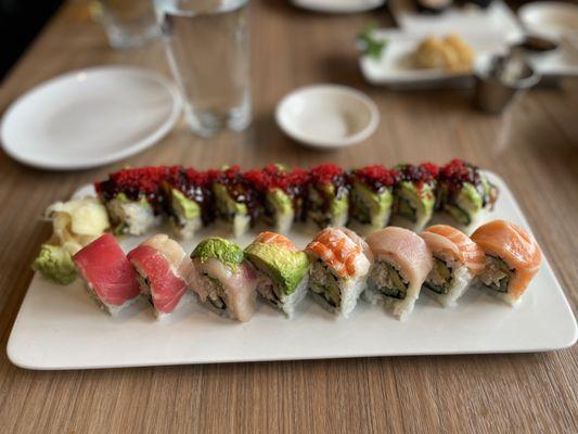 Rainbow Roll and
Caterpillar Roll - too beautiful to eat!!