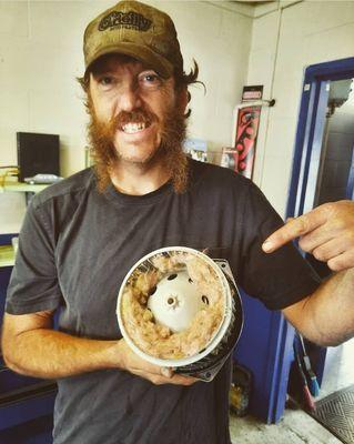 Mouse house inside the blower fan.