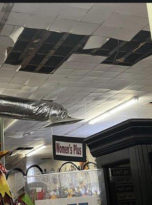 Terrible gaping holes in the ceiling where the water comes in from their awful roof