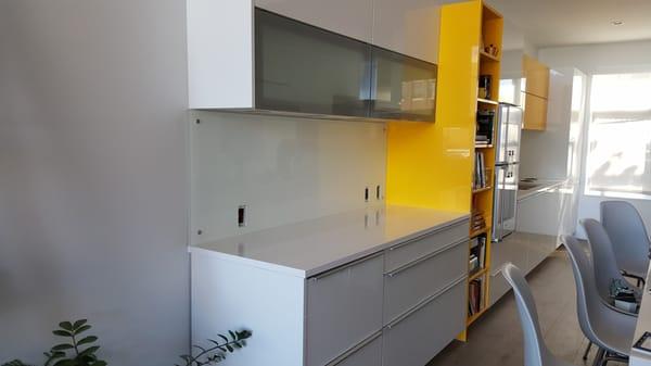 Glass Painted Backsplash with Standoffs