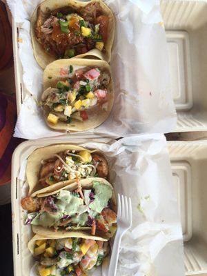 My boyfriend and my taco order, we got one of everything (I think) and liked it all!