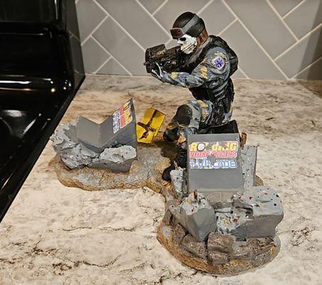 This a CoD Ghost themed game controller holder for Xbox, PS4, PS5, Switch controllers