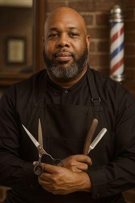 AI depiction of the Brand Nu master barber Jermaine