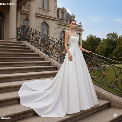Ball Gown Cat-eye Wedding Dress with Sleeveless - BLM-B1003