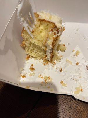End of it's life for this slice of coconut cake