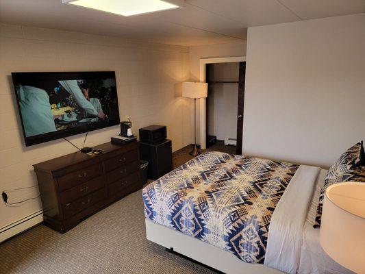 Even our standard rooms are large enough to be very comfortable and all rooms have 65" tvs with free HBO.