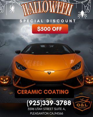 Halloween OCT, 2025 SPECIAL Ceramic pro discount $500 off on LIFE TIME WARRANTY!! LIMITED TIME ONLY DONT MISS OUT !
