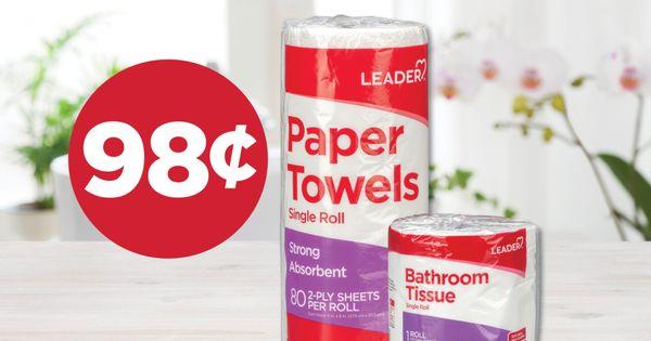 Stock up and save on essential LEADER™ Bathroom Tissue or Paper Towels -- only 98¢ from October
1-15, 2024 at Summit Express Pharmacy!