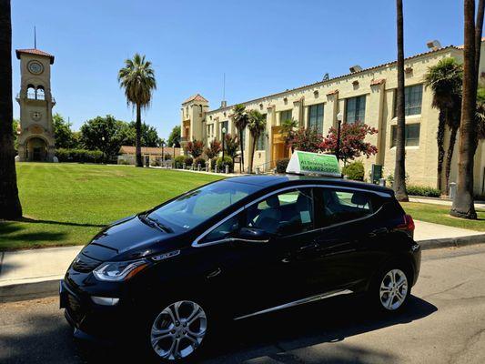 A1 Driving School Bakersfield training vehicle during a lesson at the Kern County Museum.
