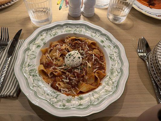 Pappardelle - wide pasta noodles with bolognese