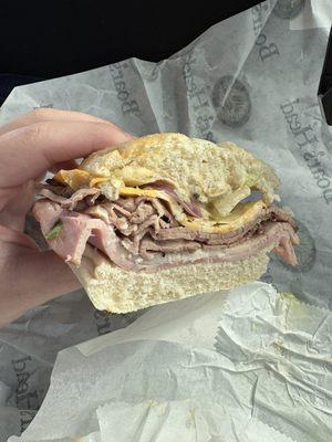 Half of the Hometown Hero Sub Sandwhich