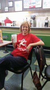 Friendly patron at the Coffee Corner.