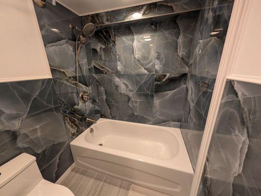 Cut well around the fixtures and the soffit.