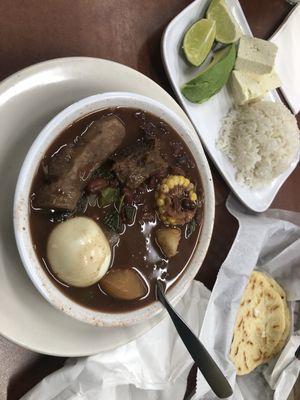 Sopa de frijol con costilla de res/Red Bean Soup with Beef Rib...(Half soup pictured but option of regular size soup bowl is an Option)