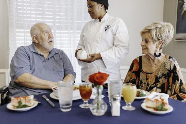 Fine dining service at Carrollton Gardens