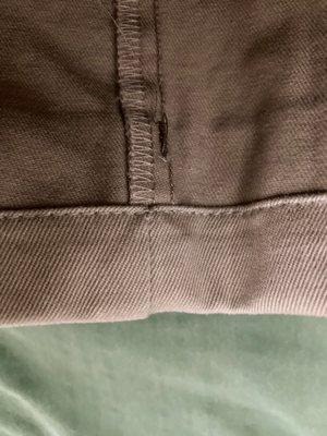 Nice neat cuff stitching inside the leg of the pants I had shortened and cuffed.