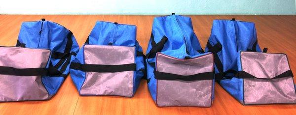 XXL sailcloth bags. Convenient side handles shown.
