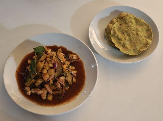 Ceviche de Mango with tostadas