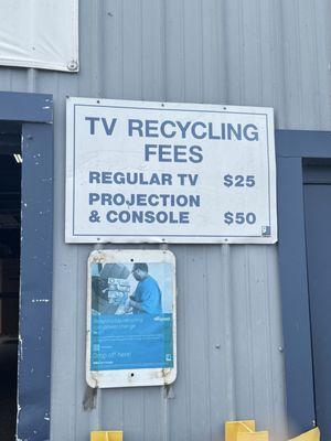 Costs to drop off/donate TV as of Oct 2025
