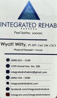 Contact information for Dr. Witty