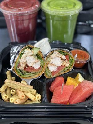 Chicken wraps,healthy juices