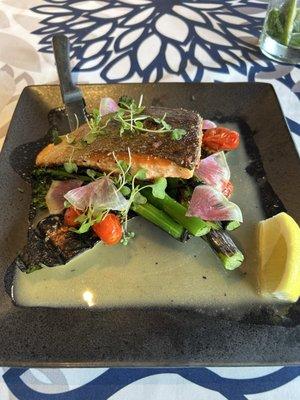 Delicious pan roasted salmon from the dinner menu