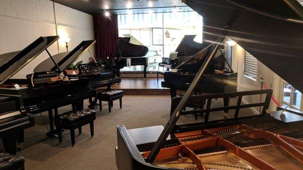 Exclusive Bosendorfer showroom with over $1,000,000 worth of pianos. Come try the finest pianos in LA.