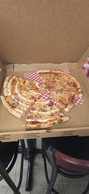 Buffalo Chicken, Cheese Pizza, and Chicken Bacon Ranch