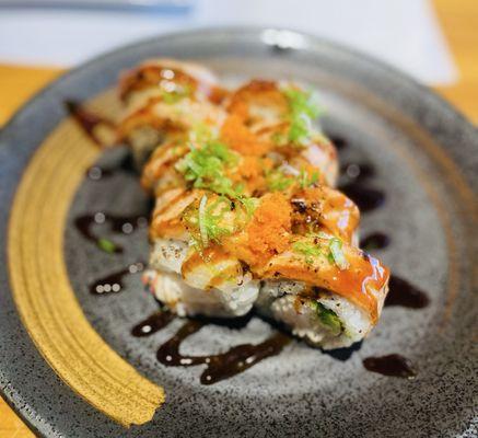 Salmon on Fire Roll