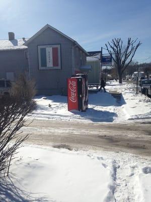 Cory going in Remos. He ate one and half hotdogs and loved the sauce.