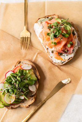 Avocado and Salmon Tartines