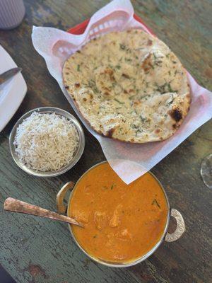 Chicken Tikka Masala, Rice, Garlic Naan
