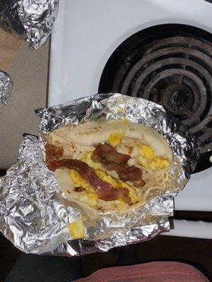 Bacon and egg taco