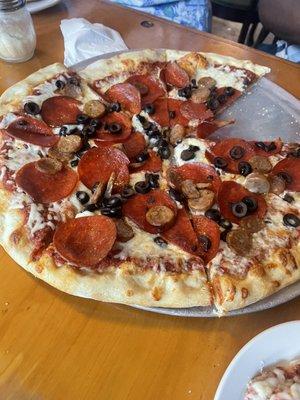 Pepperoni sausage and olives
