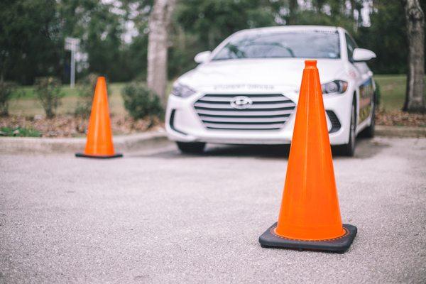 Parking practice with a driving instructor.