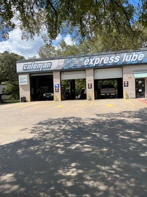 Front of service bays