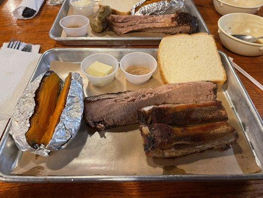 2 meat platter with brisket and ribs