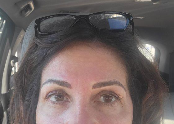 Eyebrows and lashes enhanced just enough